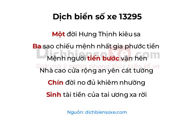 Dịch thơ biển số 13295