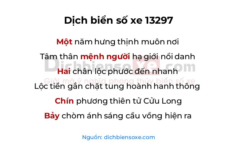 Dịch thơ biển số 13297
