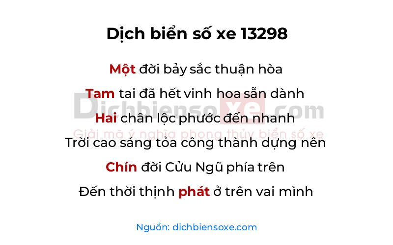 Dịch thơ biển số 13298