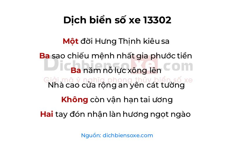 Dịch thơ biển số 13302