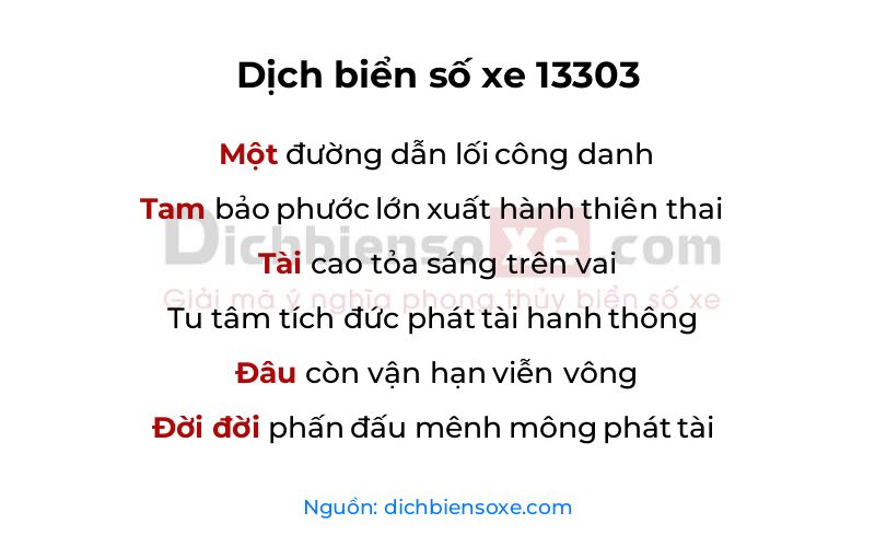 Dịch thơ biển số 13303