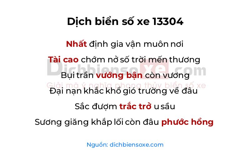 Dịch thơ biển số 13304