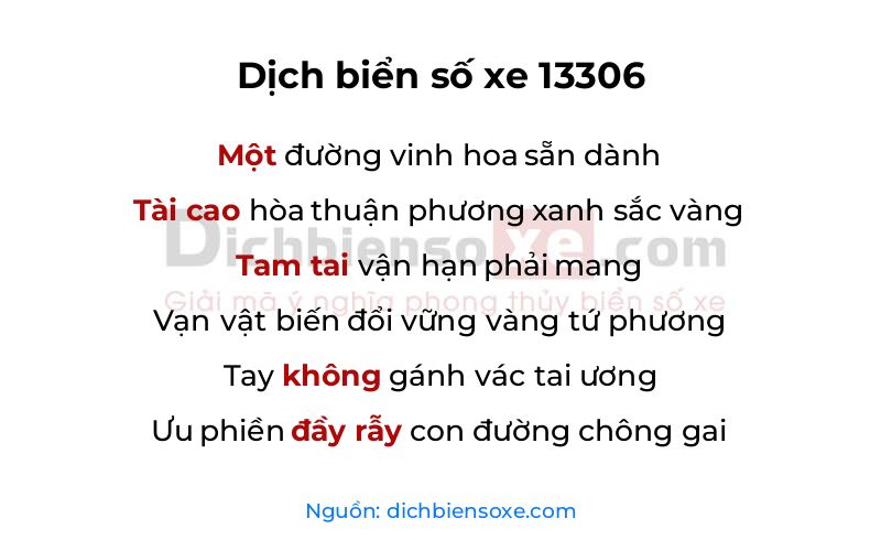 Dịch thơ biển số 13306