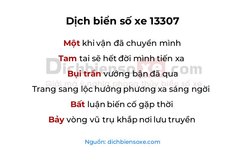 Dịch thơ biển số 13307