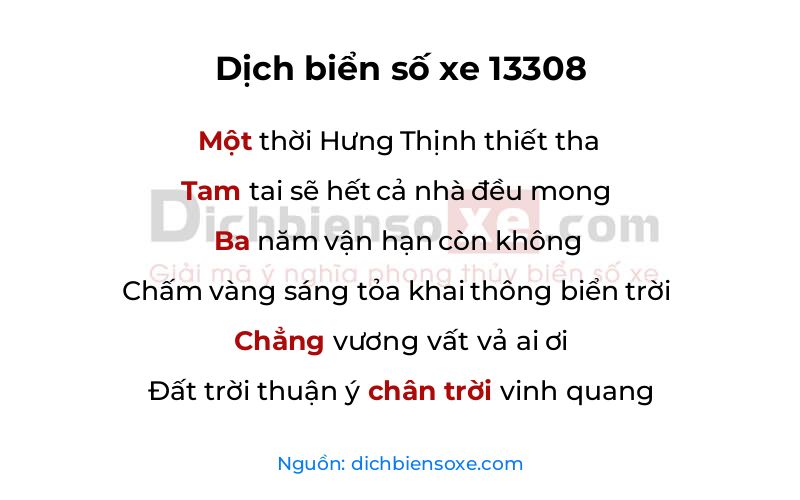 Dịch thơ biển số 13308