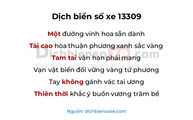 Dịch thơ biển số 13309