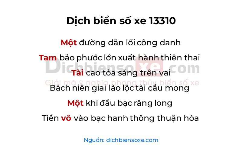 Dịch thơ biển số 13310