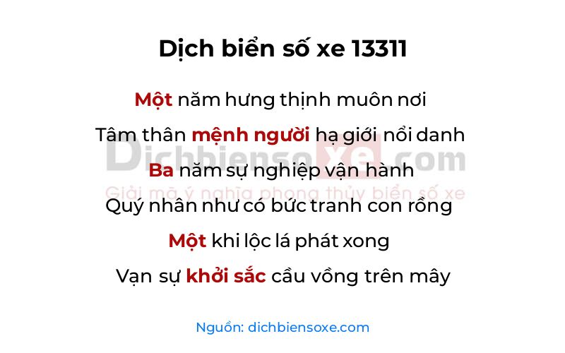 Dịch thơ biển số 13311