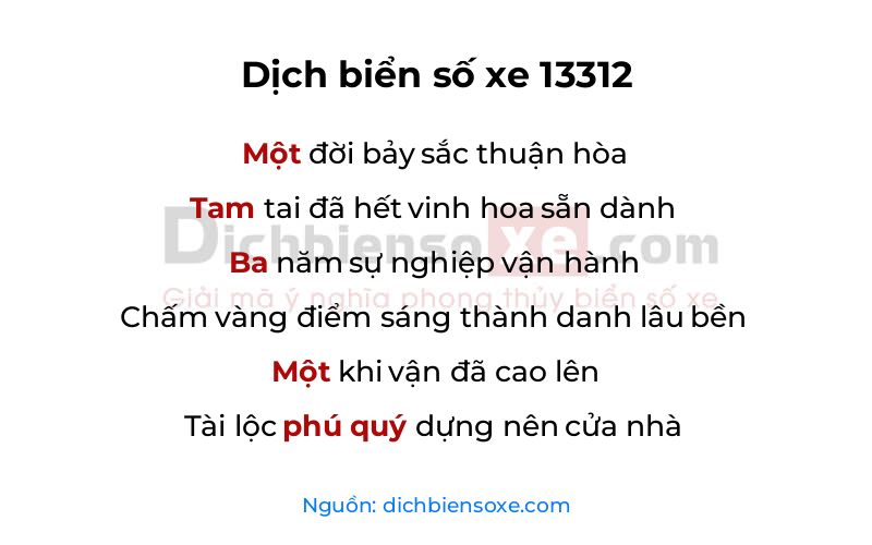Dịch thơ biển số 13312