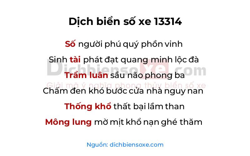 Dịch thơ biển số 13314