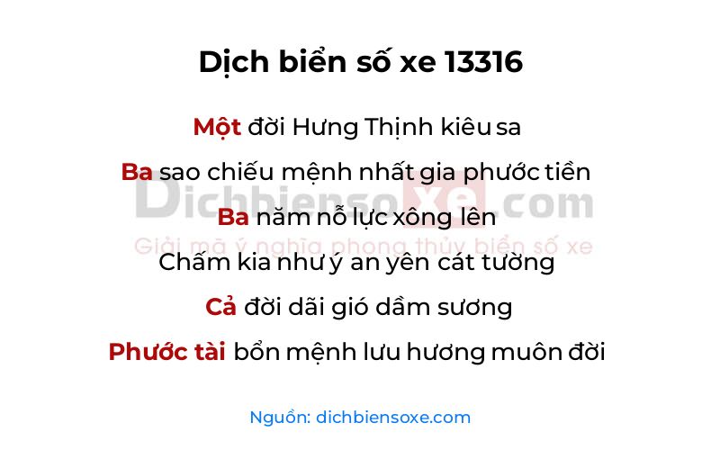 Dịch thơ biển số 13316