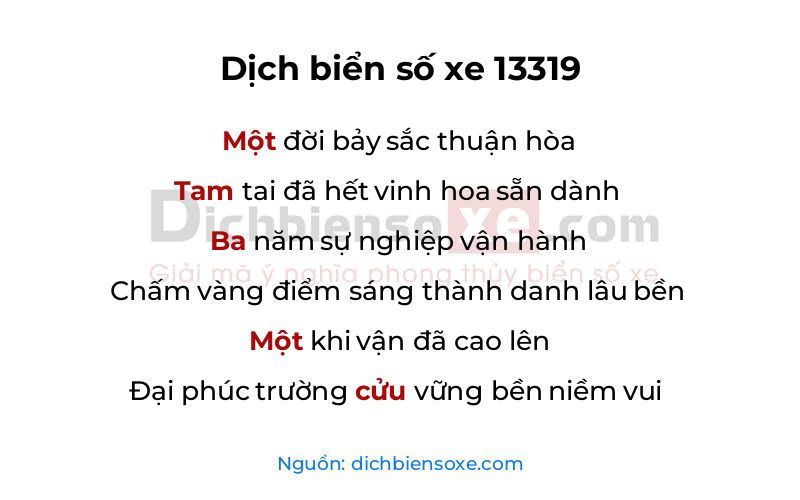 Dịch thơ biển số 13319