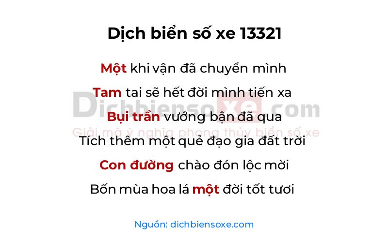 Dịch thơ biển số 13321