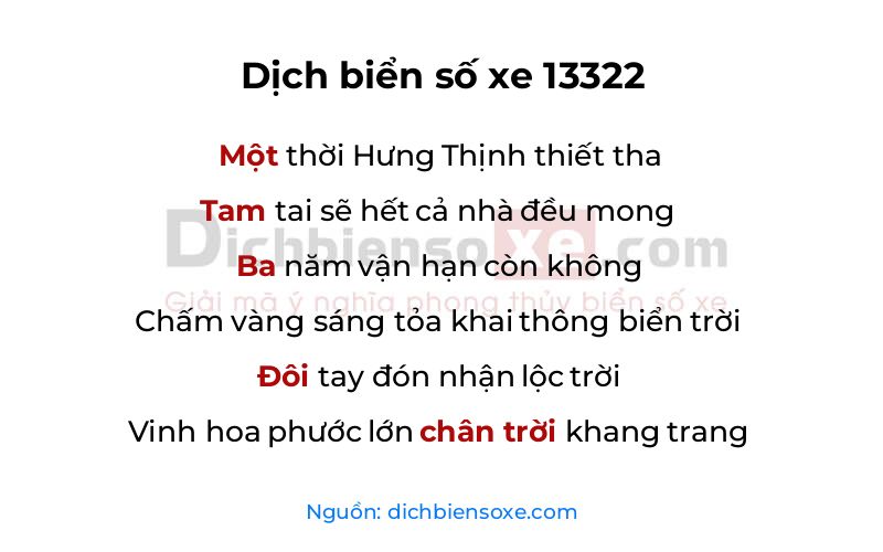 Dịch thơ biển số 13322