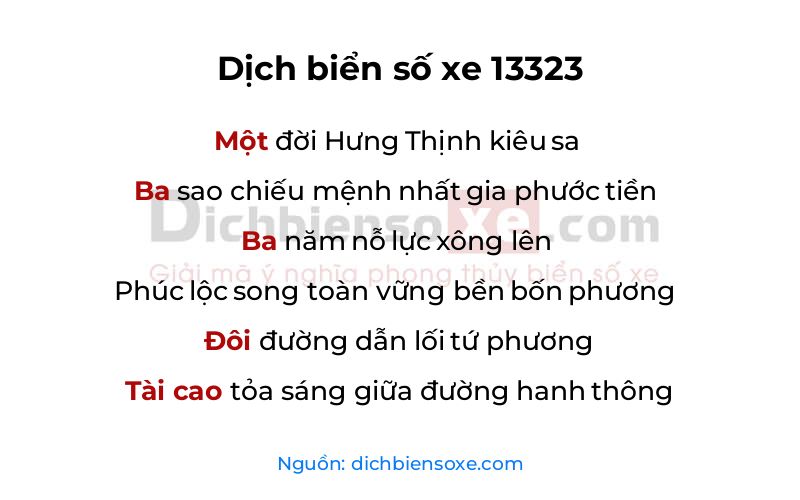 Dịch thơ biển số 13323