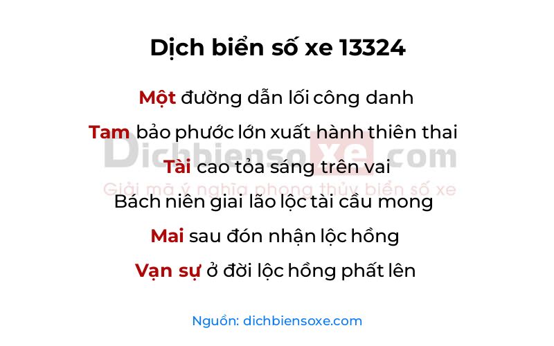 Dịch thơ biển số 13324