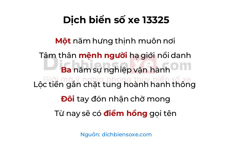 Dịch thơ biển số 13325