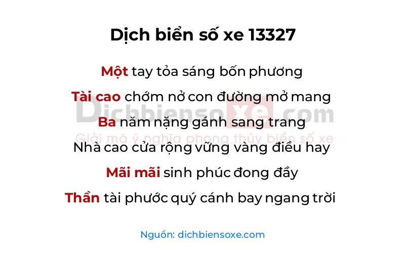 Dịch thơ biển số 13327