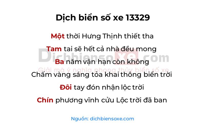 Dịch thơ biển số 13329