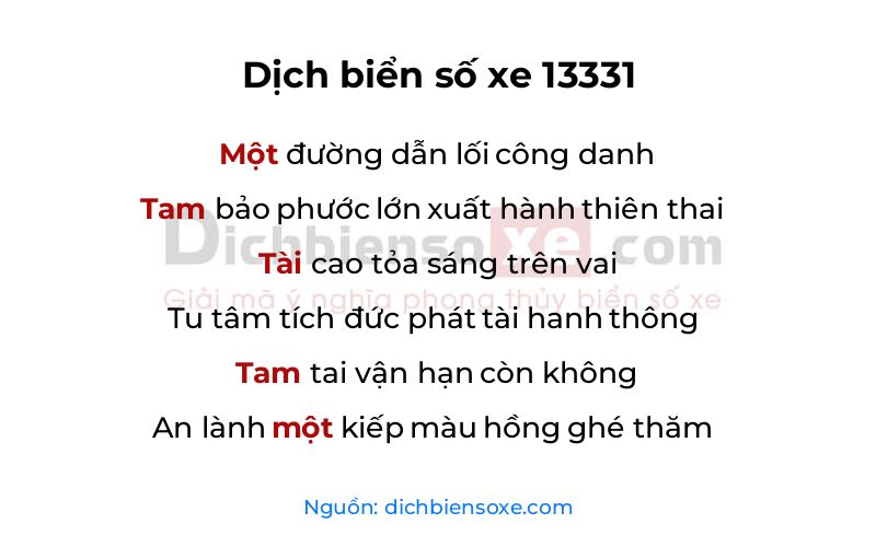 Dịch thơ biển số 13331