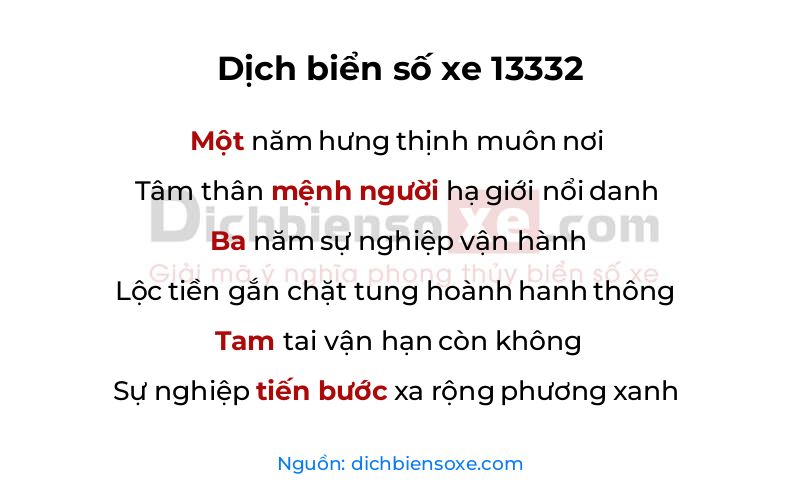 Dịch thơ biển số 13332