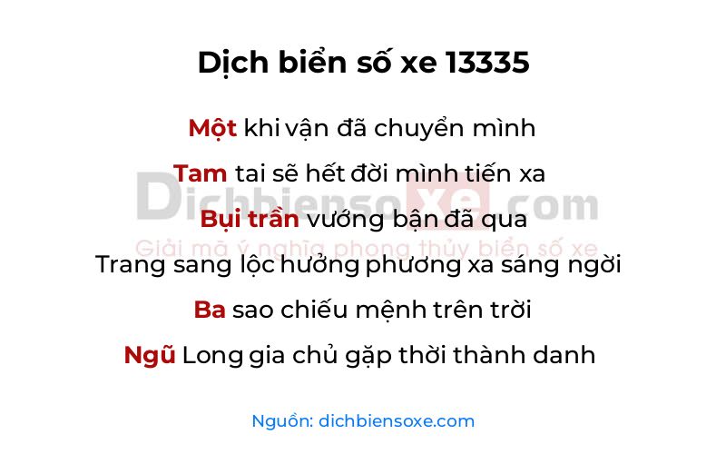 Dịch thơ biển số 13335