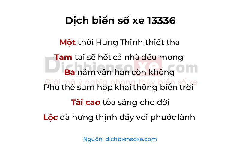 Dịch thơ biển số 13336