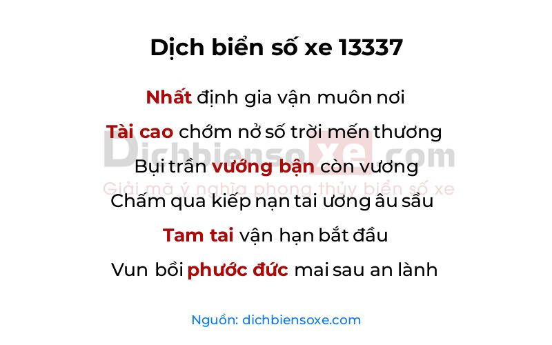 Dịch thơ biển số 13337