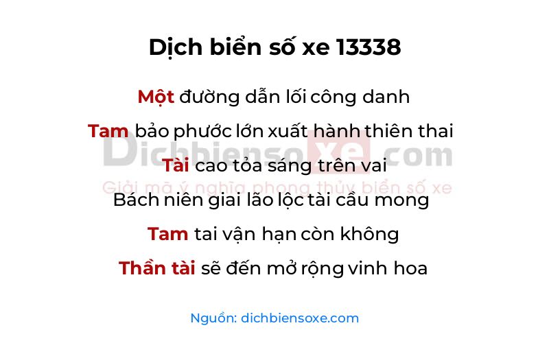 Dịch thơ biển số 13338