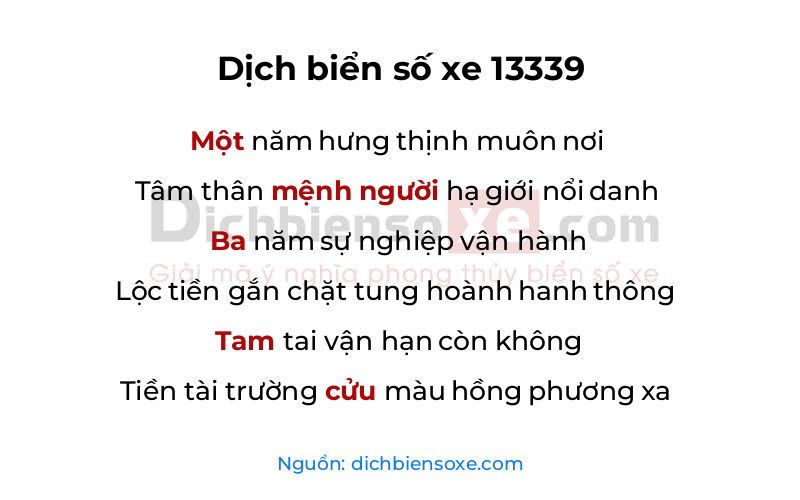 Dịch thơ biển số 13339