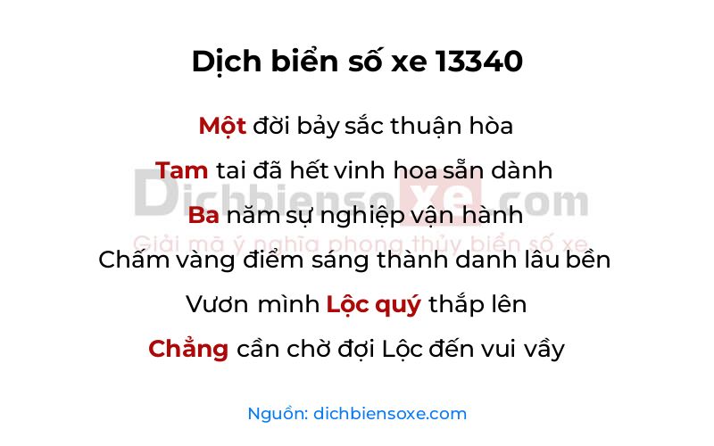 Dịch thơ biển số 13340