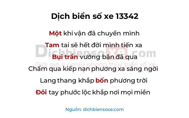 Dịch thơ biển số 13342