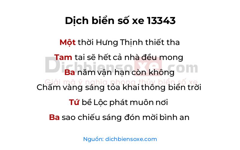 Dịch thơ biển số 13343