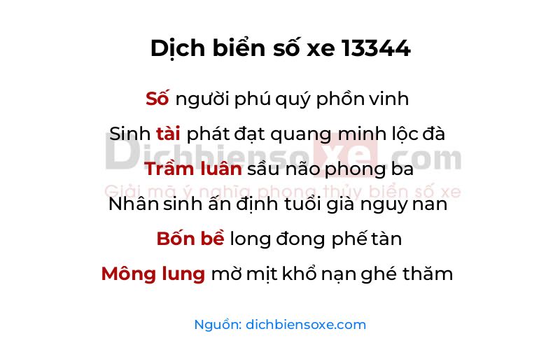 Dịch thơ biển số 13344