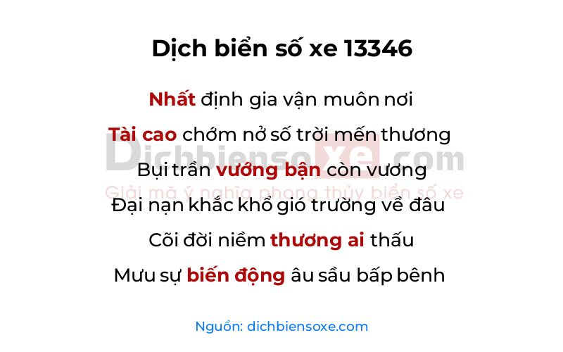 Dịch thơ biển số 13346