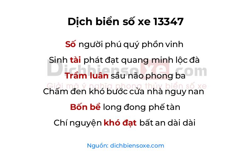 Dịch thơ biển số 13347