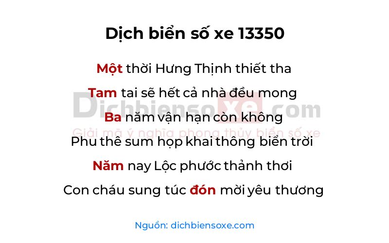 Dịch thơ biển số 13350