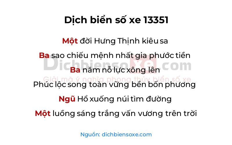 Dịch thơ biển số 13351