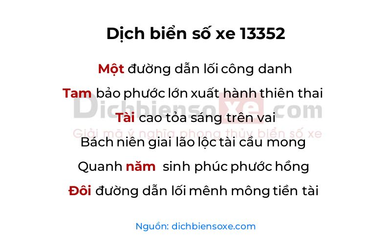 Dịch thơ biển số 13352