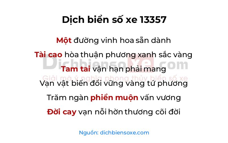 Dịch thơ biển số 13357