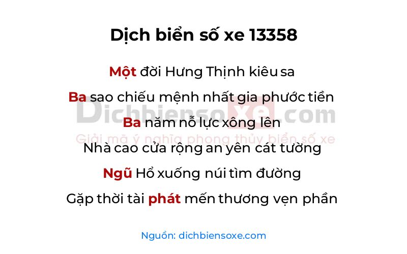 Dịch thơ biển số 13358