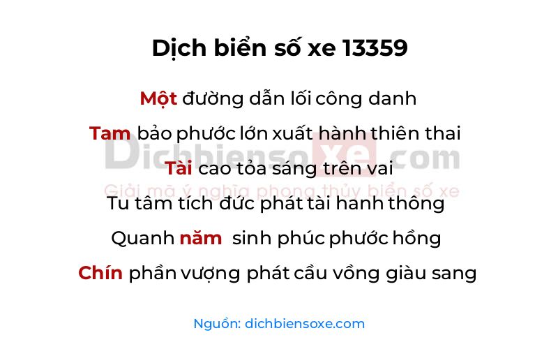 Dịch thơ biển số 13359