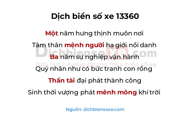 Dịch thơ biển số 13360