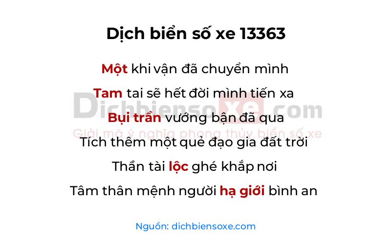 Dịch thơ biển số 13363