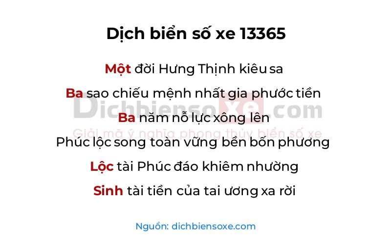 Dịch thơ biển số 13365