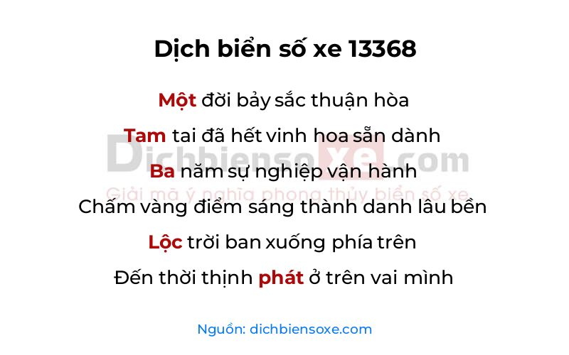 Dịch thơ biển số 13368