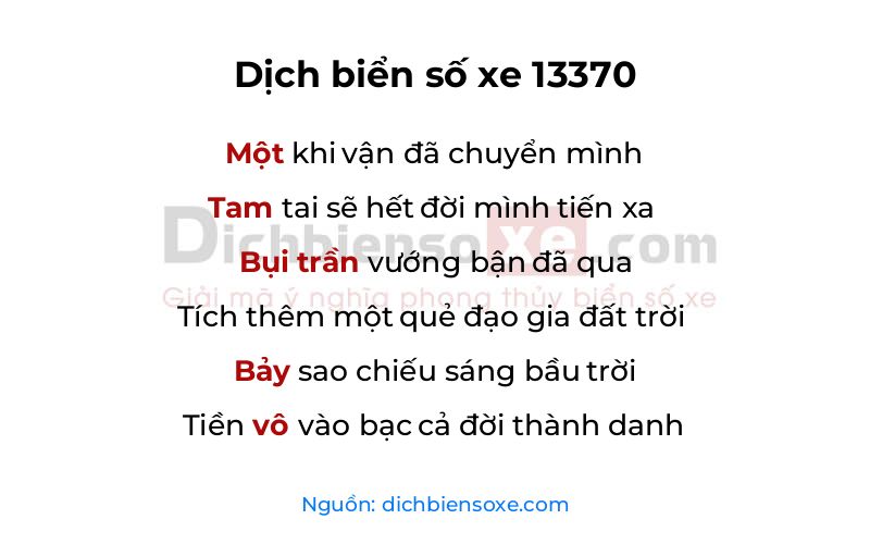 Dịch thơ biển số 13370