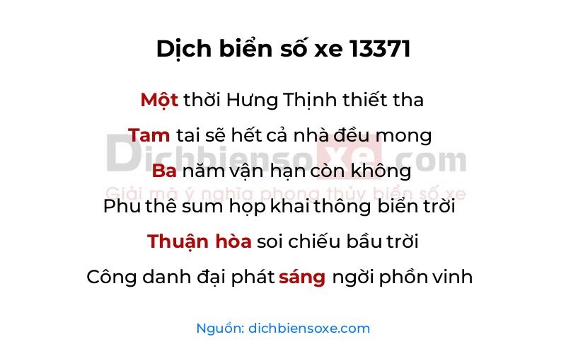 Dịch thơ biển số 13371