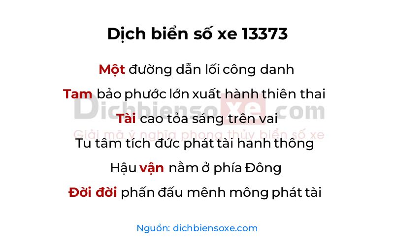 Dịch thơ biển số 13373