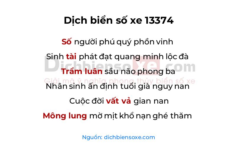 Dịch thơ biển số 13374